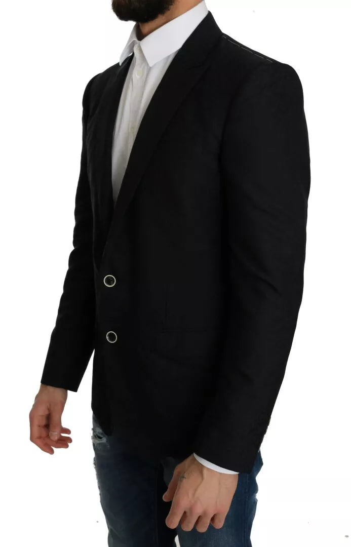 Experience the allure of the Dolce & Gabbana Blue Jacquard Slim Floral Jacket Blazer, where exquisite wool and silk craftsmanship elevate your elegance and sophistication.
