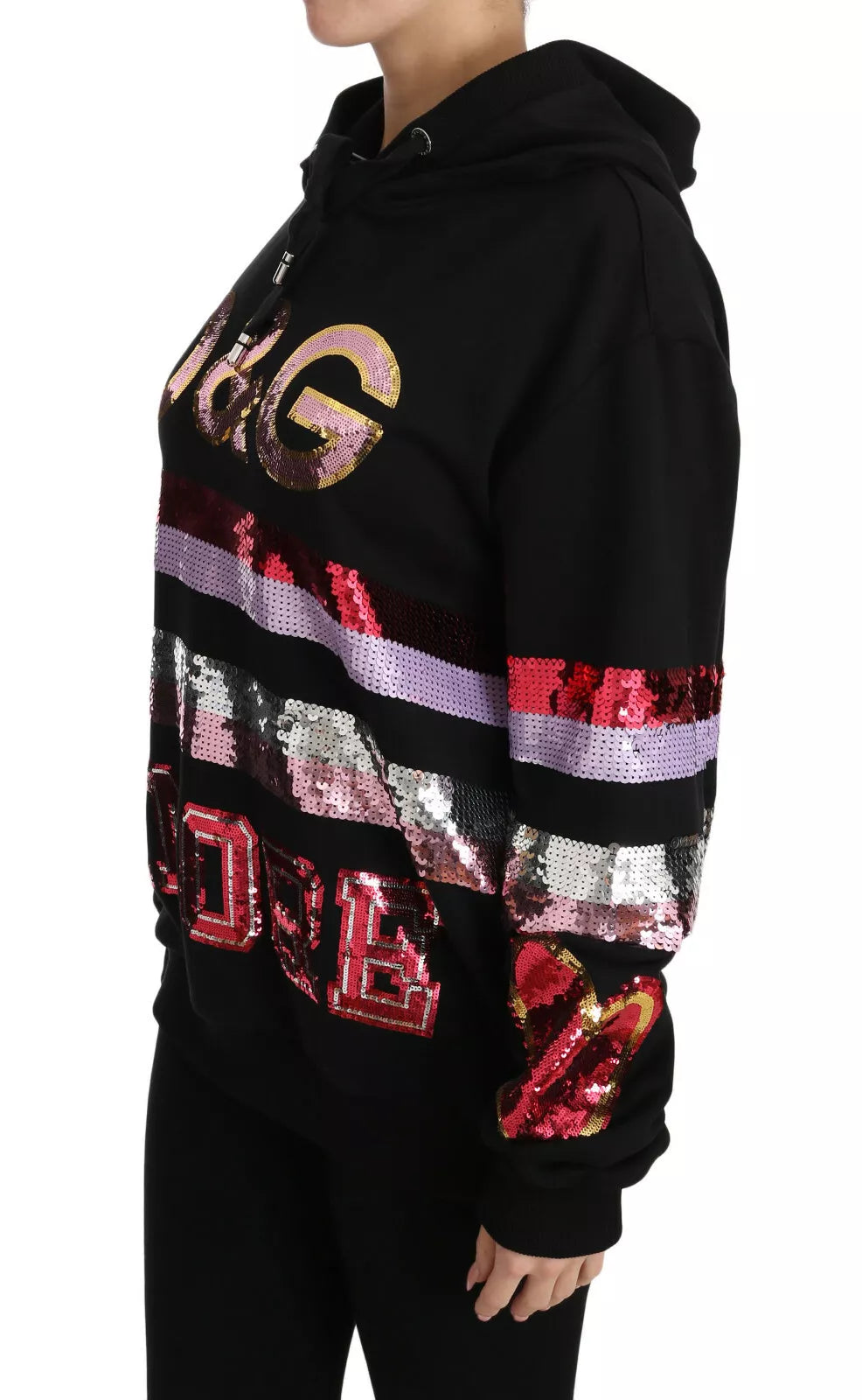 Dolce & Gabbana DG Sequined Hooded Pullover Sweater Couture