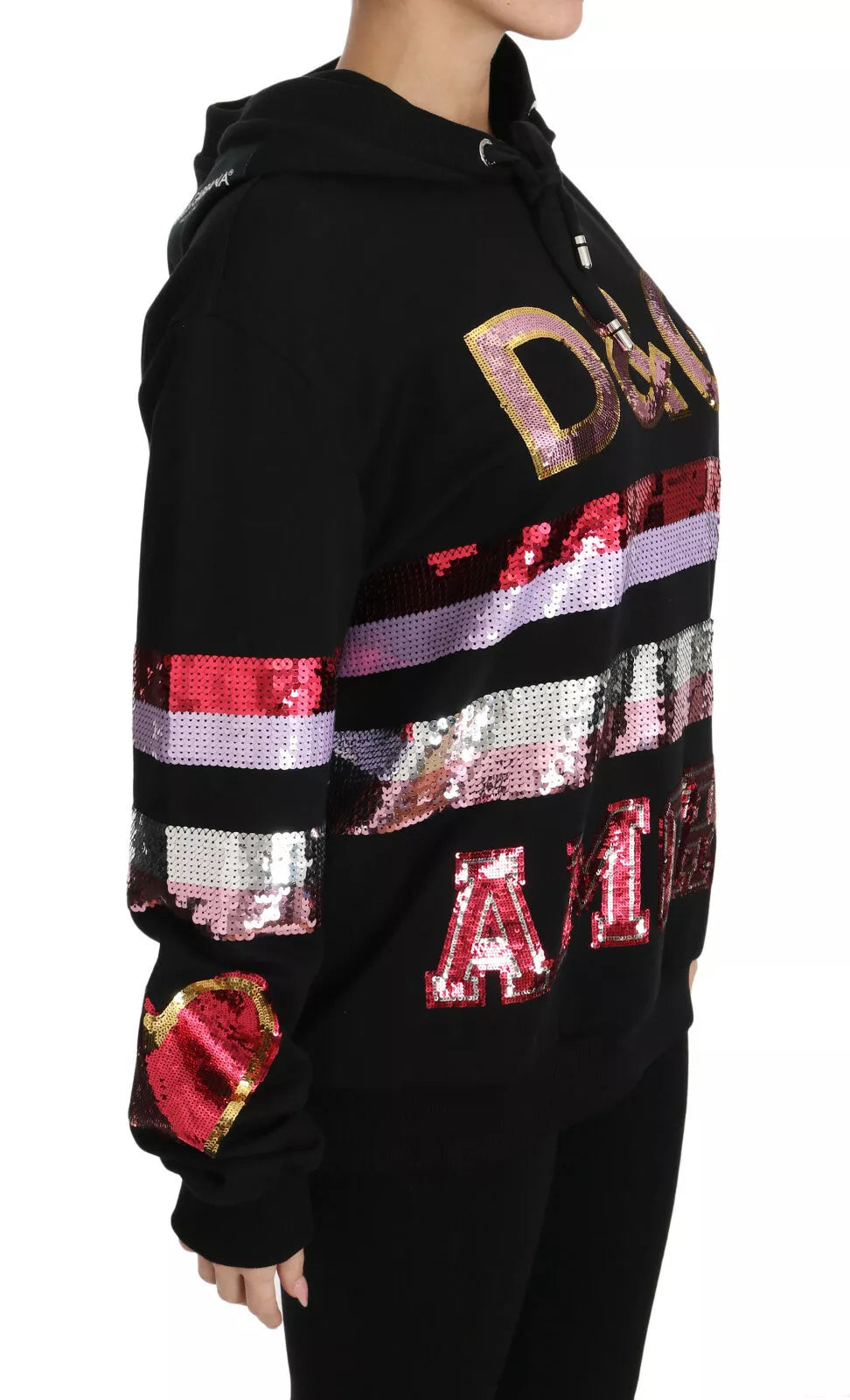 Indulge in the exquisite Dolce & Gabbana DG Sequined Hooded Pullover Sweater, a masterpiece of Italian craftsmanship that embodies luxury and allure, perfect for the discerning individual.