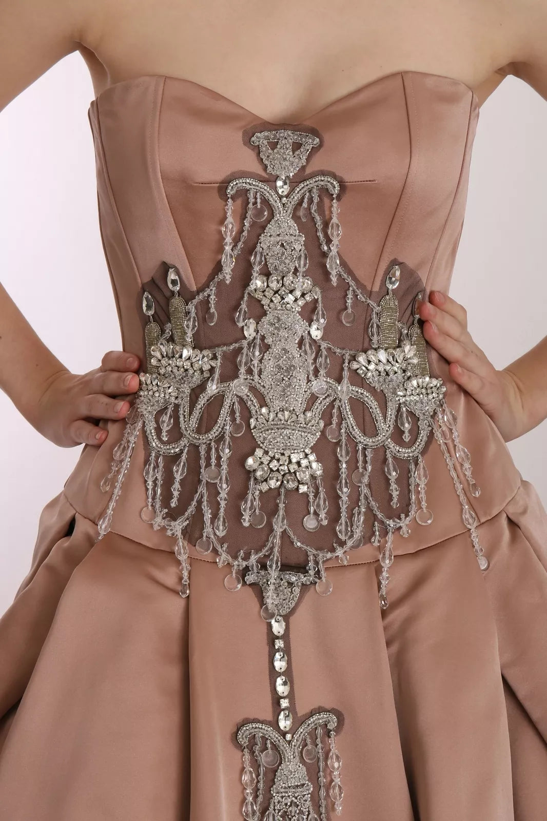 Dolce & Gabbana Crystal Pink Silk Chandelier Ball Gown Couture