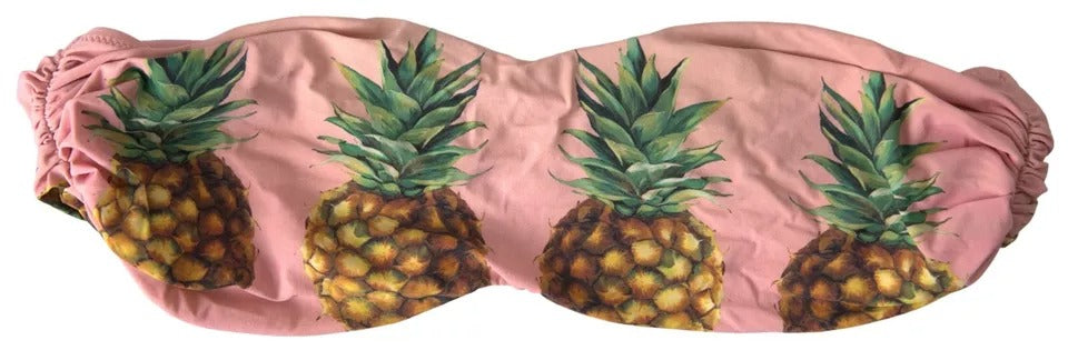 Elevate your summer allure with the Dolce & Gabbana Pink Printed Beachwear Bikini Top, crafted in Italy from luxurious nylon and elastane for a flawless fit.