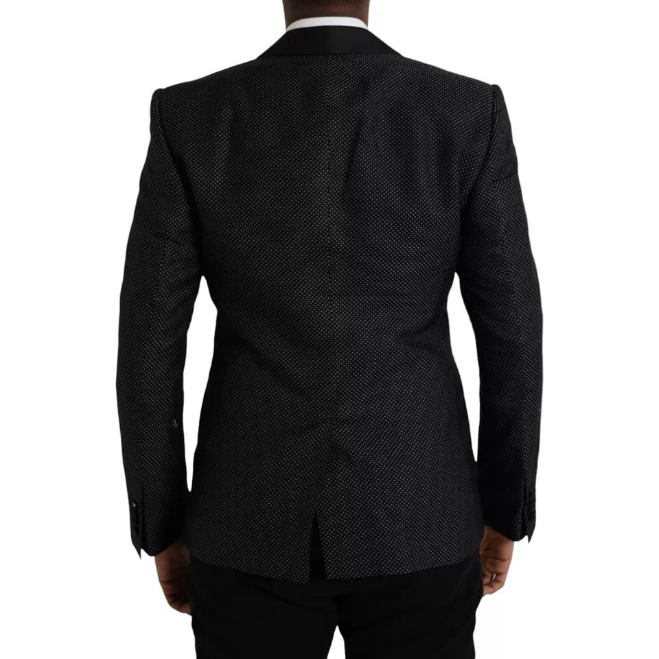 Experience the allure of Dolce & Gabbana's Black Jacquard MARTINI Blazer, a masterpiece of Italian craftsmanship that embodies timeless elegance and sophisticated luxury.