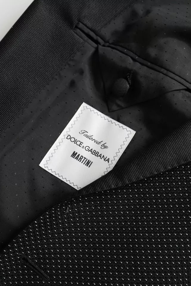 Elevate your wardrobe with the Dolce & Gabbana Black Jacquard MARTINI Blazer, a masterpiece of Italian craftsmanship that embodies timeless elegance and sophisticated allure.