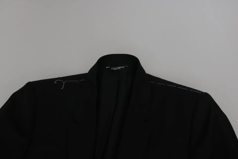 Elevate your wardrobe with the Dolce & Gabbana Black Slim Jacket Coat Blazer MARTINI, crafted from luxurious virgin wool, embodying timeless sophistication and exquisite Italian craftsmanship.