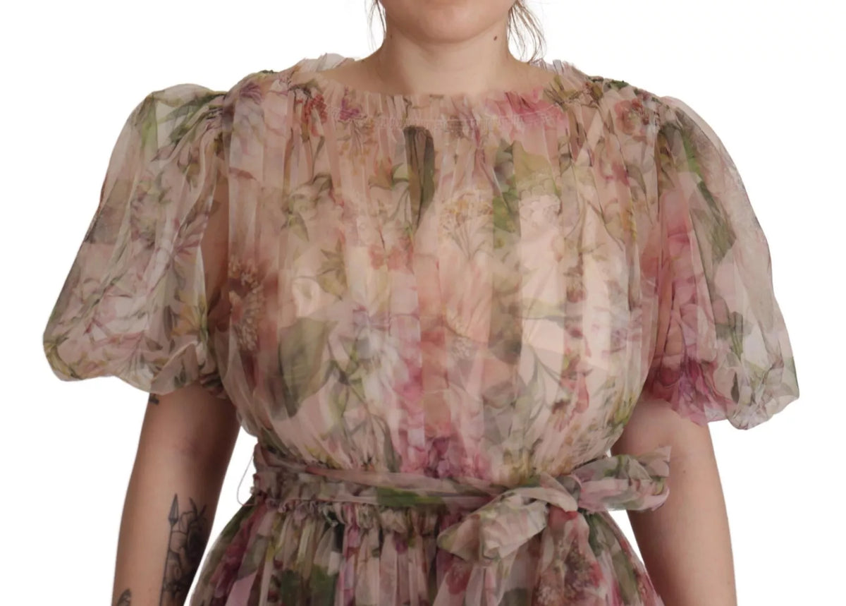 Experience the allure of the Dolce & Gabbana Multicolor Floral Print Long Maxi Gown, a masterpiece of Italian craftsmanship in luxurious nylon and silk, perfect for unforgettable moments.