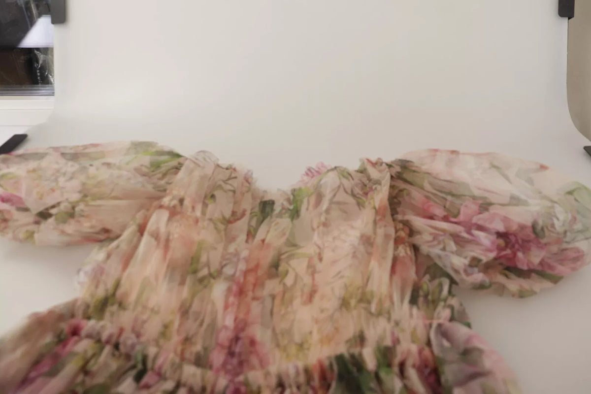 Elevate your wardrobe with the Dolce & Gabbana Multicolor Floral Print Long Maxi Gown, a masterpiece of Italian craftsmanship that embodies timeless elegance and allure.
