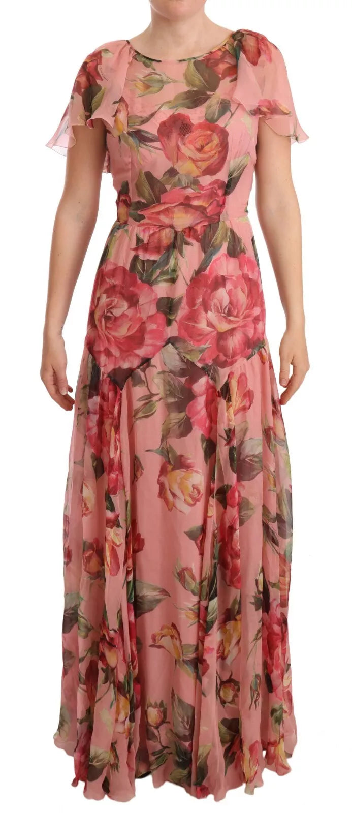Experience the exquisite allure of Dolce & Gabbana's Pink Silk Floral Print Layered Maxi Dress, a masterpiece of Italian craftsmanship that embodies timeless elegance and sophistication.