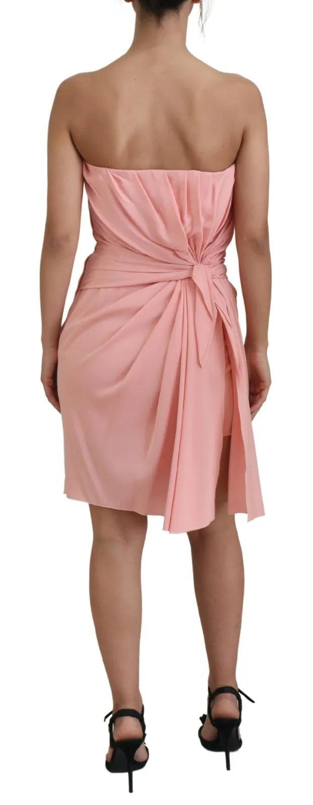 Indulge in the exquisite allure of the Dolce & Gabbana Pink Silk Stretch Strapless Sheath Dress, where Italian craftsmanship meets timeless elegance, perfect for any sophisticated occasion.
