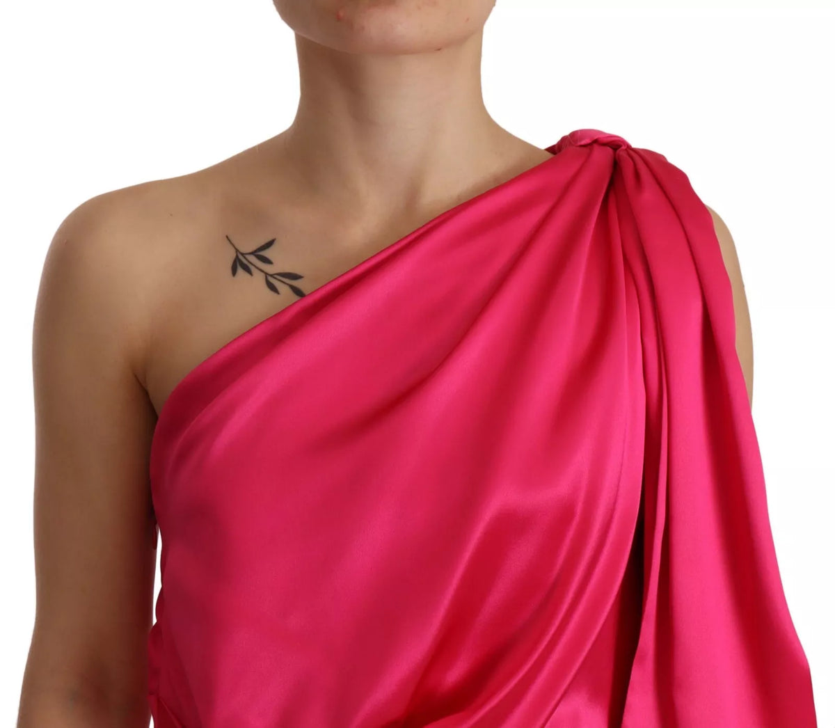 Indulge in the exquisite allure of the Dolce & Gabbana Silk Pink Fitted One Shoulder Midi Dress, a masterpiece of Italian craftsmanship that embodies timeless elegance and sophistication.