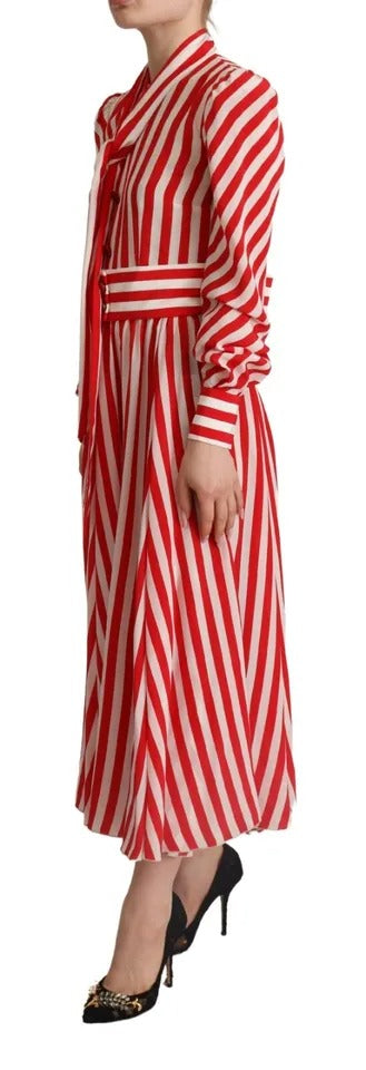 Experience the exquisite allure of the Dolce & Gabbana White Red Silk A-Line Shift Gown, a timeless masterpiece that embodies luxury and sophistication for any elegant occasion.