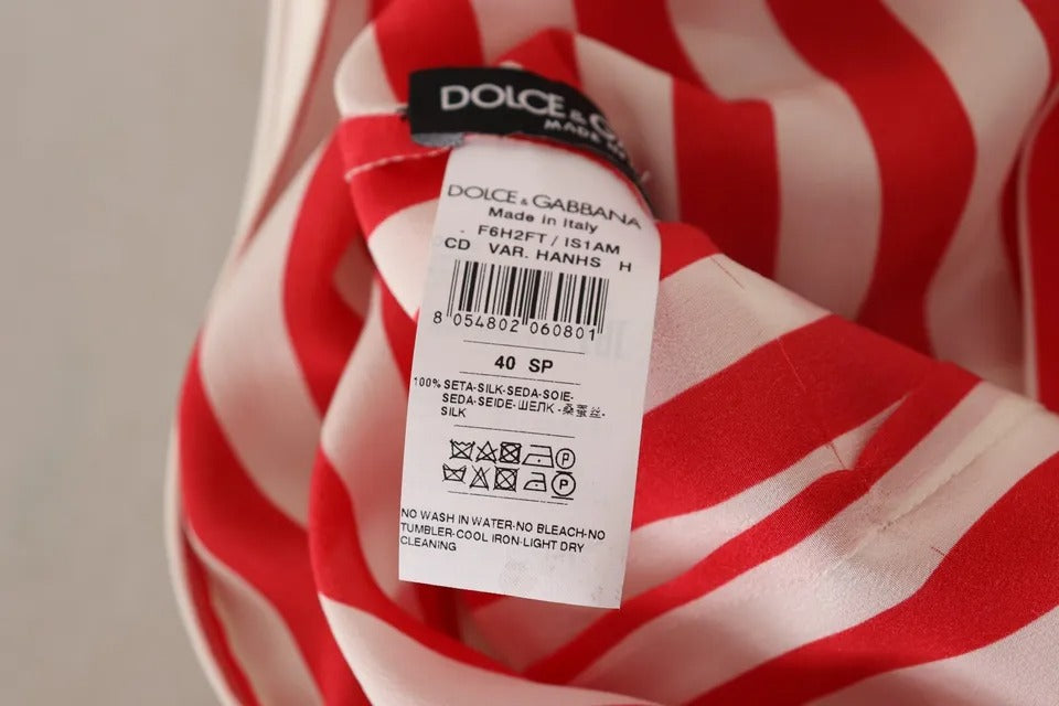 Elevate your elegance with the Dolce & Gabbana White Red Silk A-Line Shift Gown, a timeless masterpiece that embodies luxury and sophistication for every occasion.
