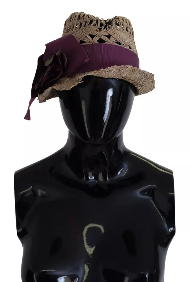 Elevate your style with the Dolce & Gabbana Brown Ribbon Floral Embellished Straw Hat, a handcrafted masterpiece that embodies timeless luxury and exquisite artistry.