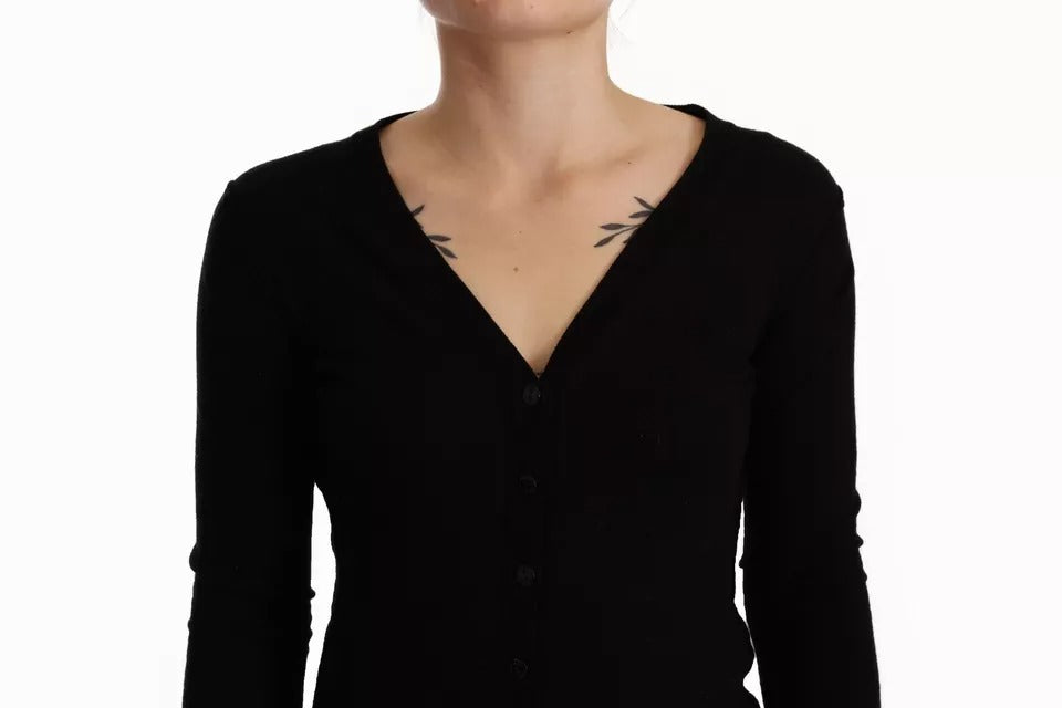 Dolce & Gabbana Black Wool Knit Cardigan - Timeless Luxury