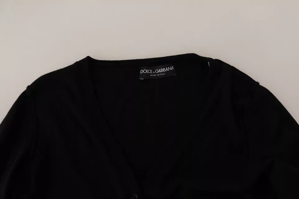 Dolce & Gabbana Black Wool Knit Cardigan - Timeless Luxury
