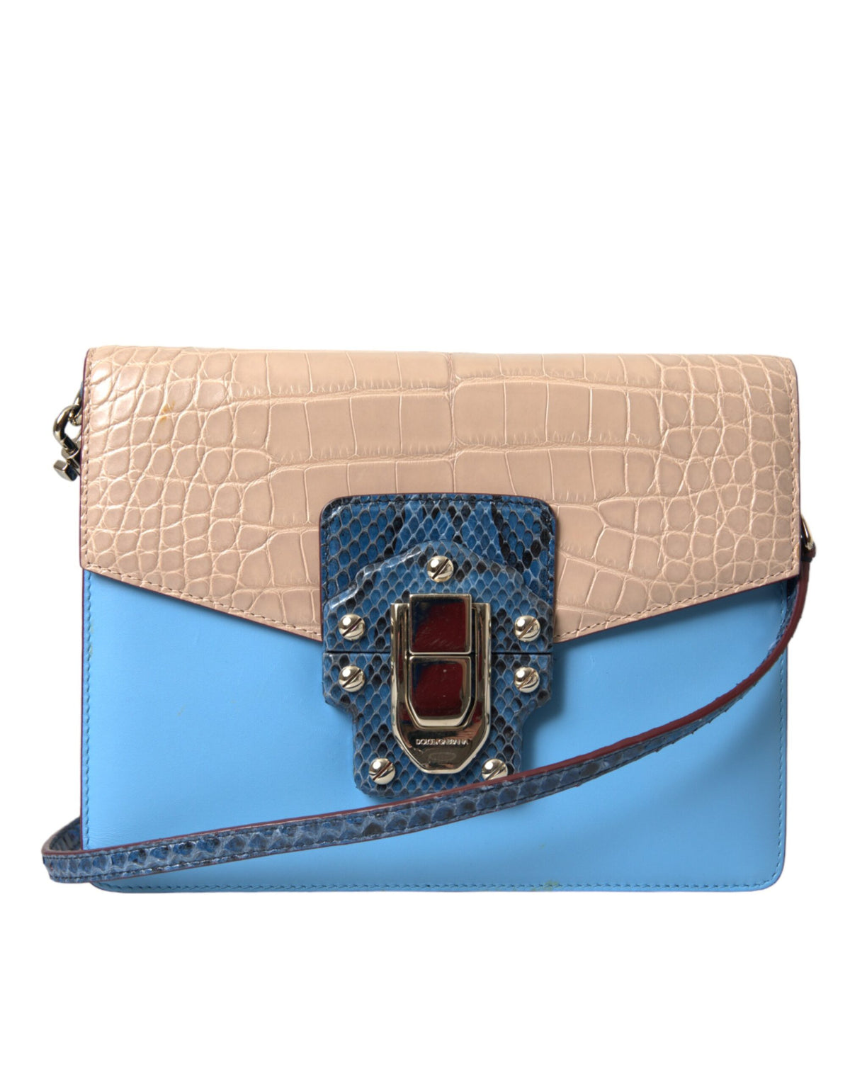 Indulge in the exquisite Dolce & Gabbana LUCIA Crossbody Bag, crafted from luxurious exotic leathers, embodying timeless elegance for the discerning connoisseur.