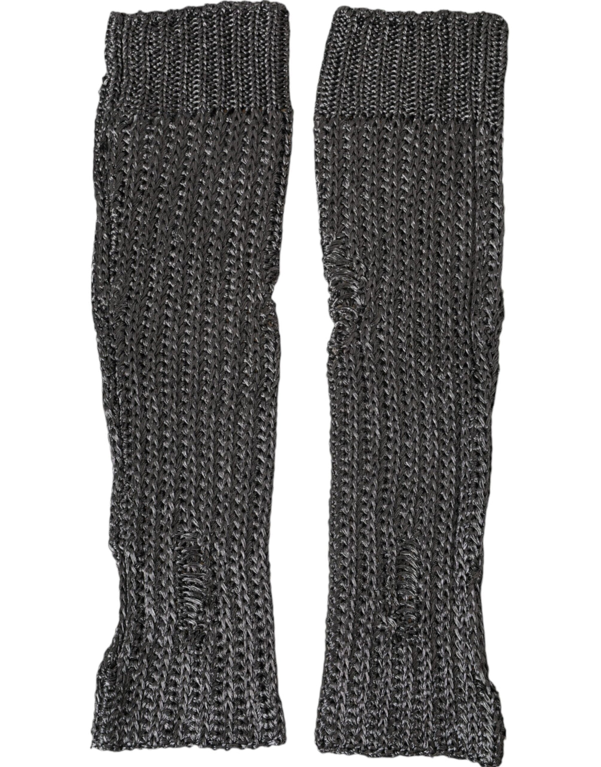 Elevate your style with Dolce & Gabbana Gray Viscose Knitted Finger Less Gloves, a luxurious accessory crafted for elegance and sophistication in every moment.