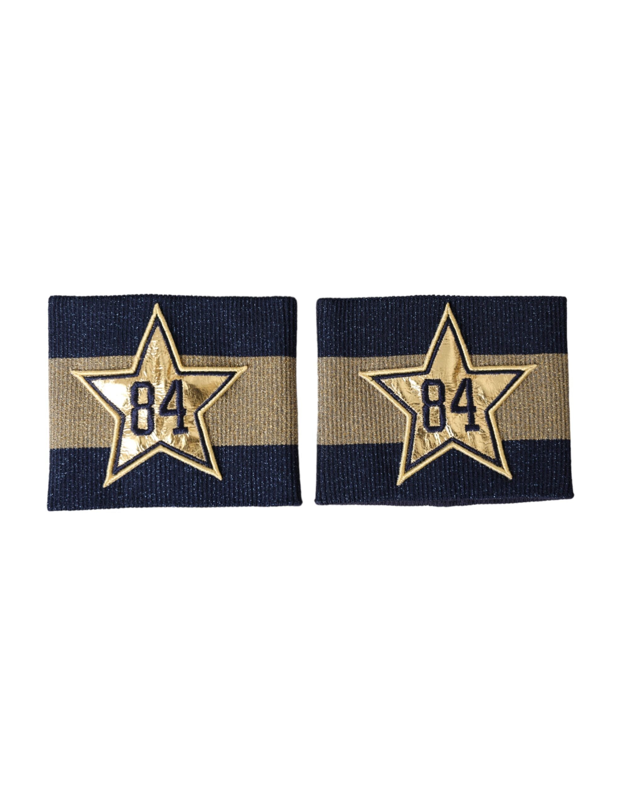 Elevate your style with the Dolce & Gabbana Black Gold Logo Star 84 Viscose Wristband, a luxurious blend of silk and viscose that embodies sophistication and timeless elegance.