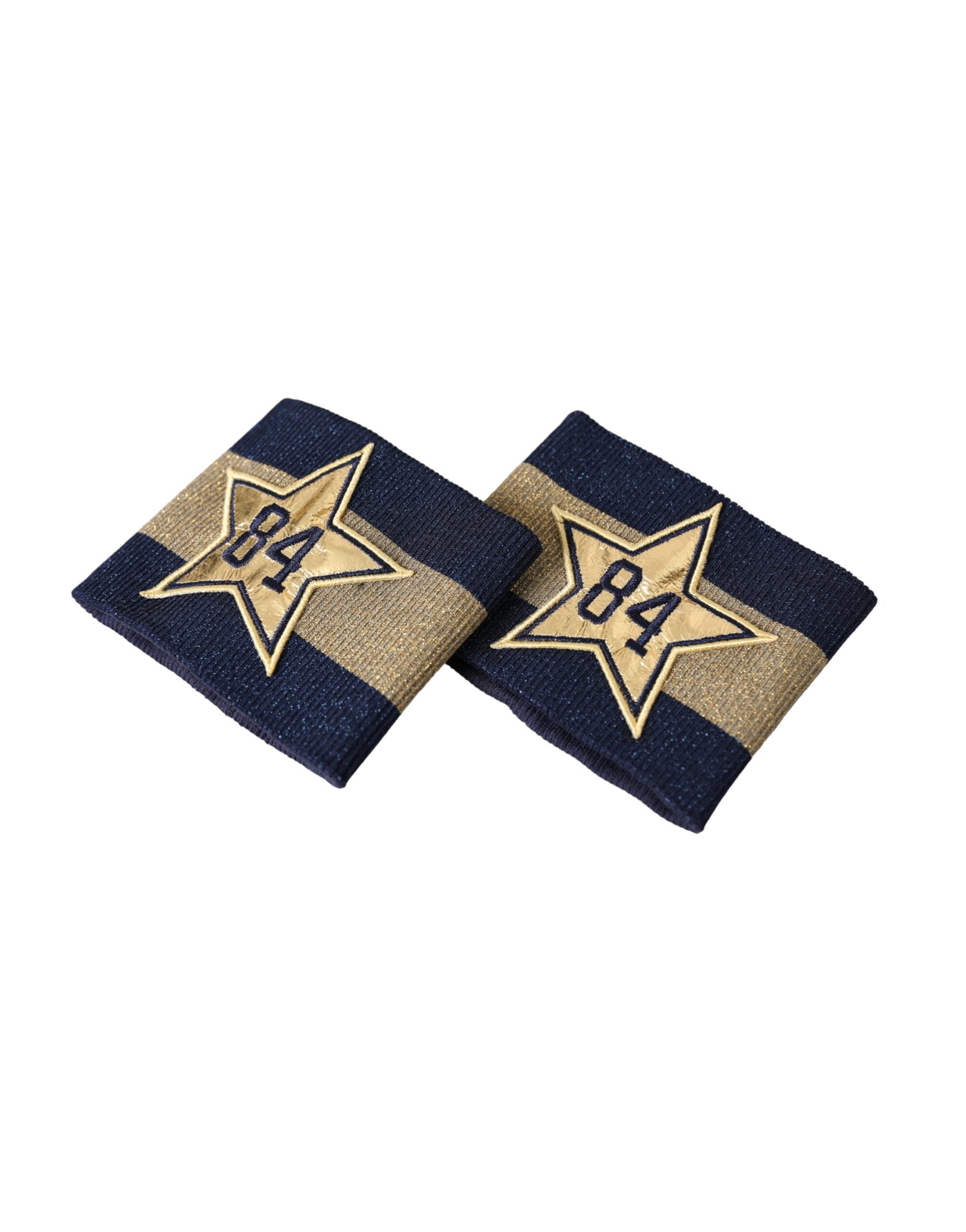 Elevate your style with the Dolce & Gabbana Black Gold Logo Star 84 Viscose Wristband, a luxurious blend of silk and viscose, embodying timeless elegance and refined sophistication.
