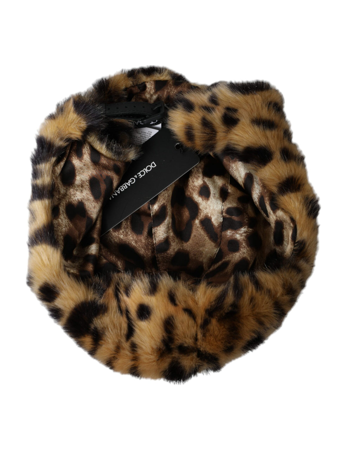 Indulge in the opulent Dolce & Gabbana Brown Leopard Fur Bucket Hat, a masterpiece of artisanal luxury that elevates your style with exquisite craftsmanship and timeless allure.