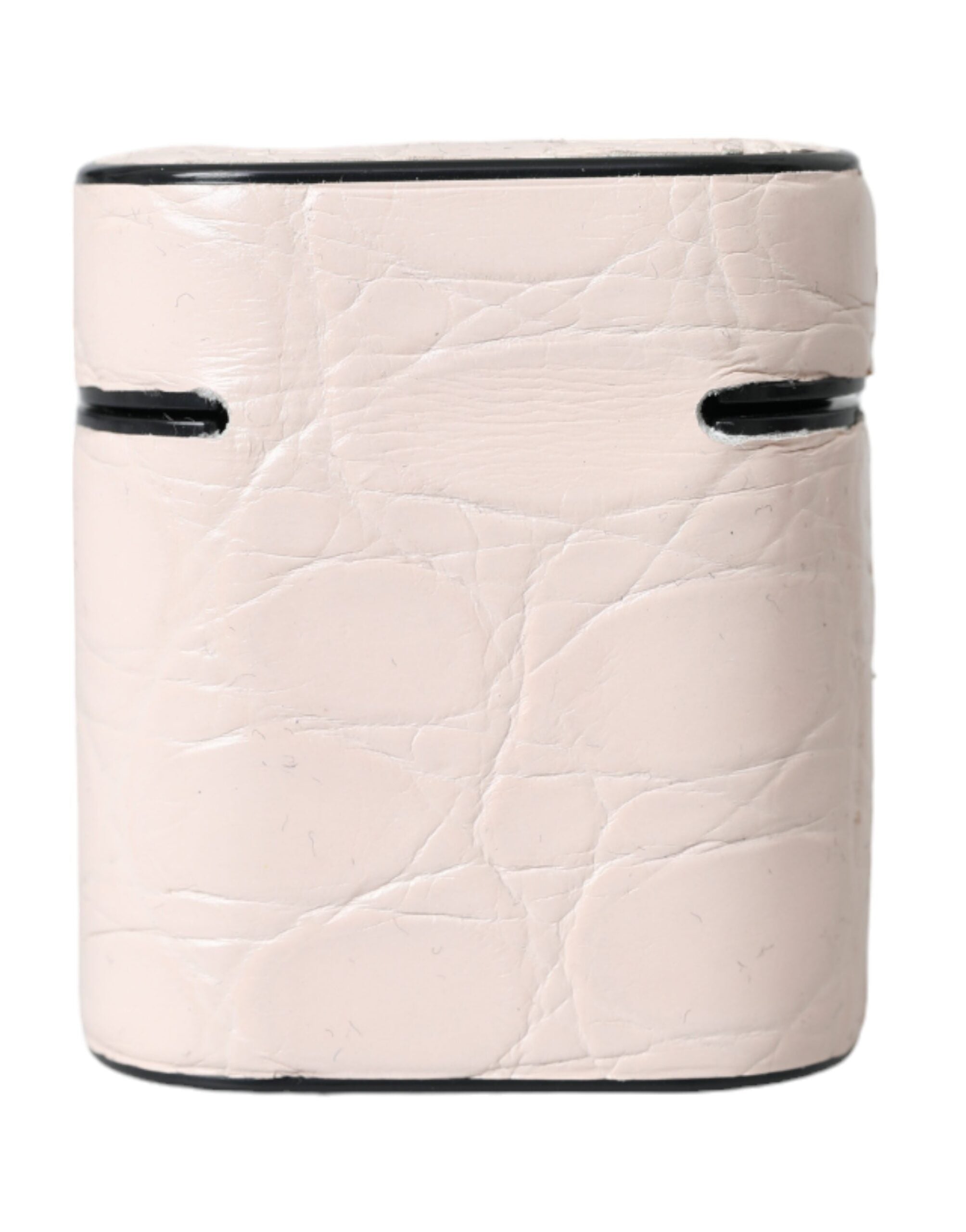 Elevate your style with the Dolce & Gabbana Light Pink Leather Airpods Case, a luxurious blend of Caiman leather and Italian craftsmanship, embodying sophistication and individuality.