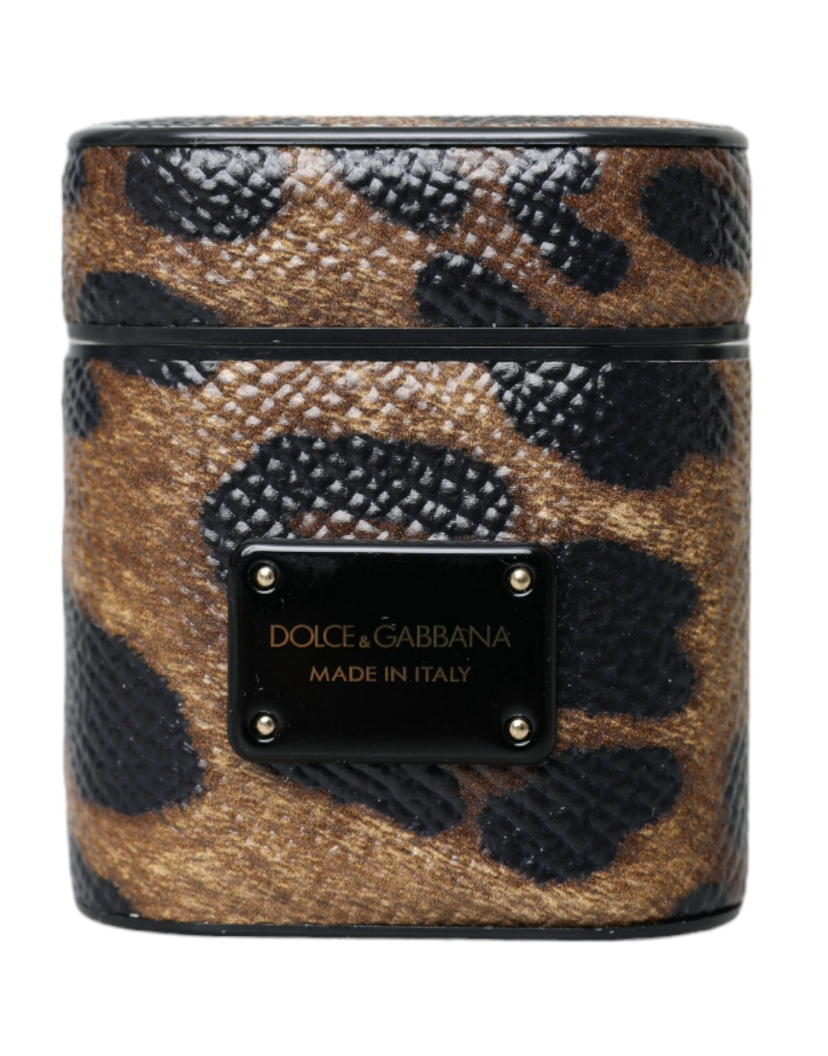 Discover the Dolce & Gabbana Brown Leopard Calf Leather Airpods Case, a fusion of artisanal craftsmanship and modern elegance, perfect for the discerning individual.