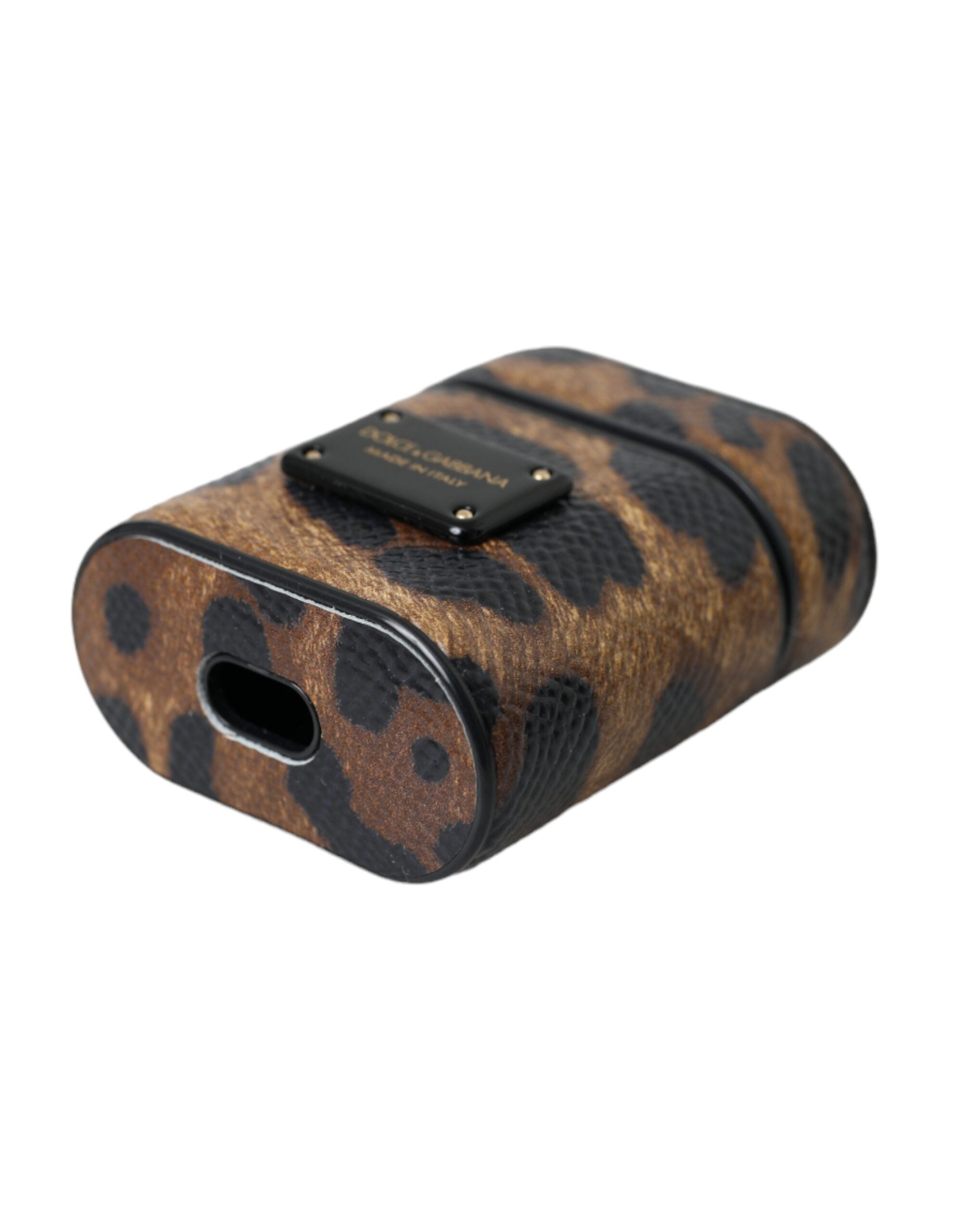 Elevate your style with the Dolce & Gabbana Brown Leopard Calf Leather Airpods Case, a luxurious blend of artisanal craftsmanship and modern elegance for the discerning individual.