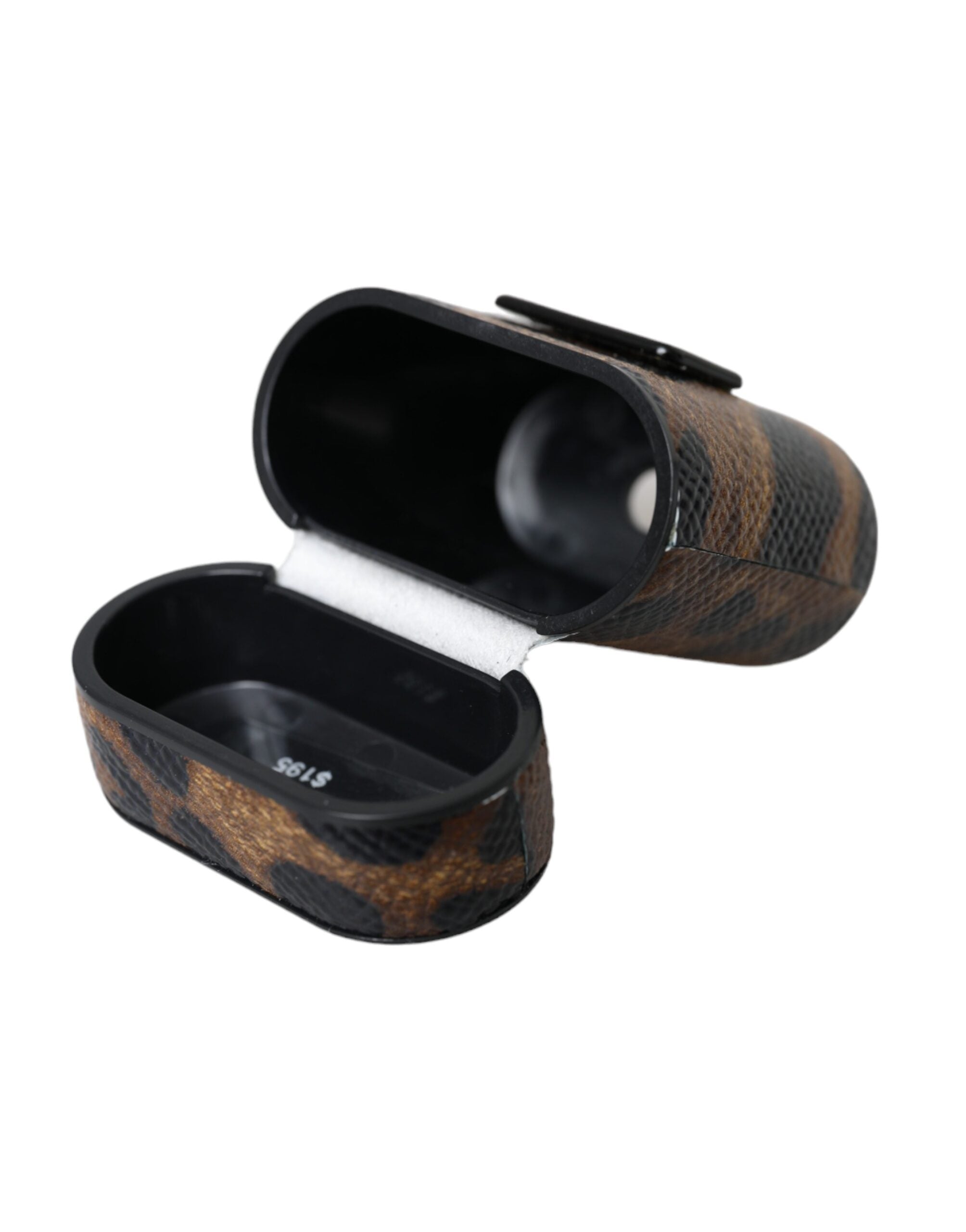 Elevate your accessory game with the Dolce & Gabbana Brown Leopard Calf Leather Airpods Case, a perfect fusion of artisanal craftsmanship and modern elegance.