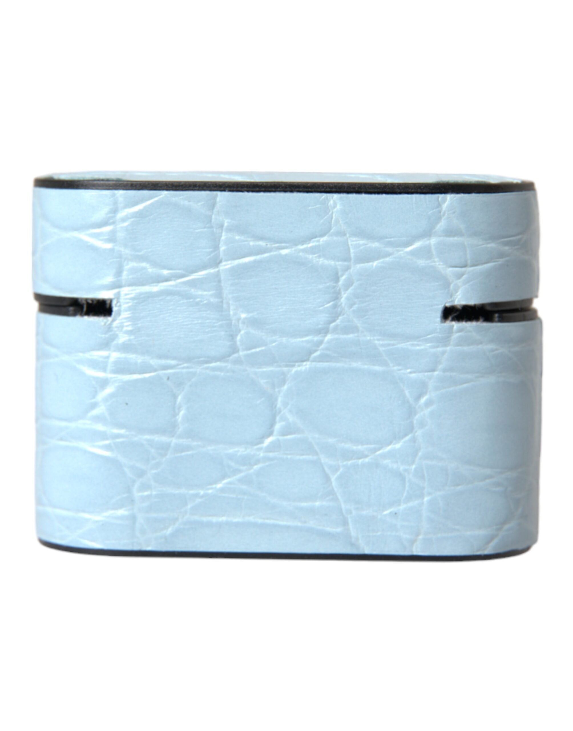 Discover the Dolce & Gabbana Light Blue Leather Airpods Case, crafted from luxurious caiman leather, merging elegance with unparalleled craftsmanship for the discerning individual.