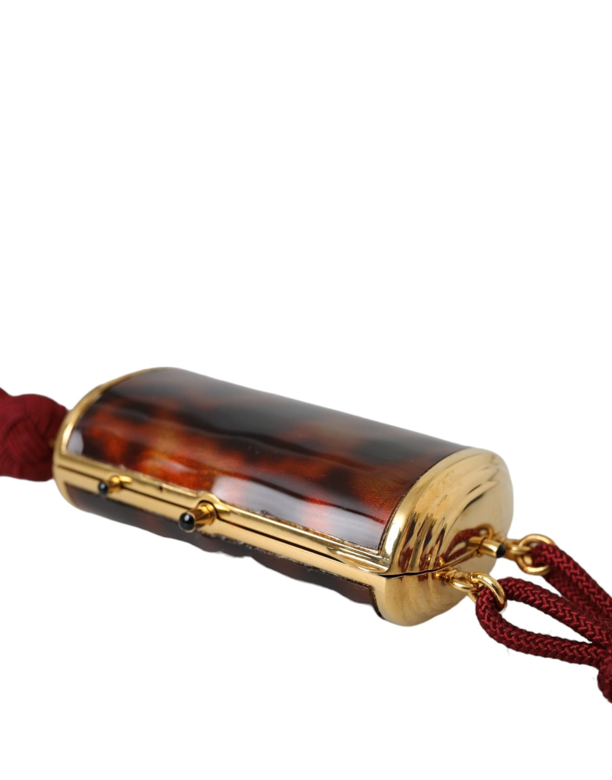 Indulge in the exquisite Dolce & Gabbana Brown Leopard Mini Mirror Tassel Make Up Holder Bag, a luxurious leather accessory that embodies elegance and sophistication.