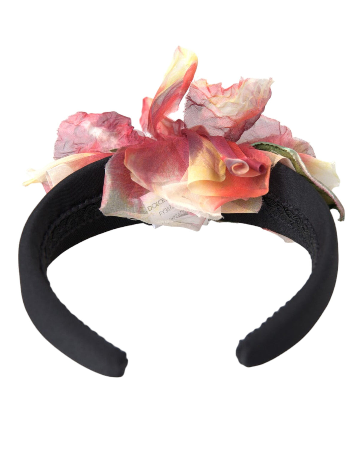 Indulge in the exquisite allure of the Dolce & Gabbana Rose Pink Silk Floral Black Tiara, a luxurious statement piece that embodies artisanal craftsmanship and timeless elegance.