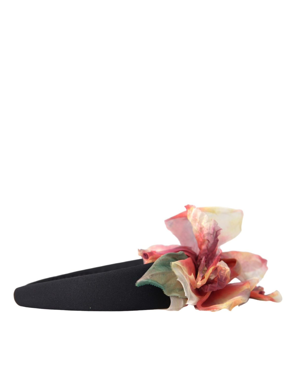 Discover the exquisite Dolce & Gabbana Rose Pink Silk Floral Black Tiara, a luxurious diadem that embodies artisanal craftsmanship and elevates your elegance for any occasion.