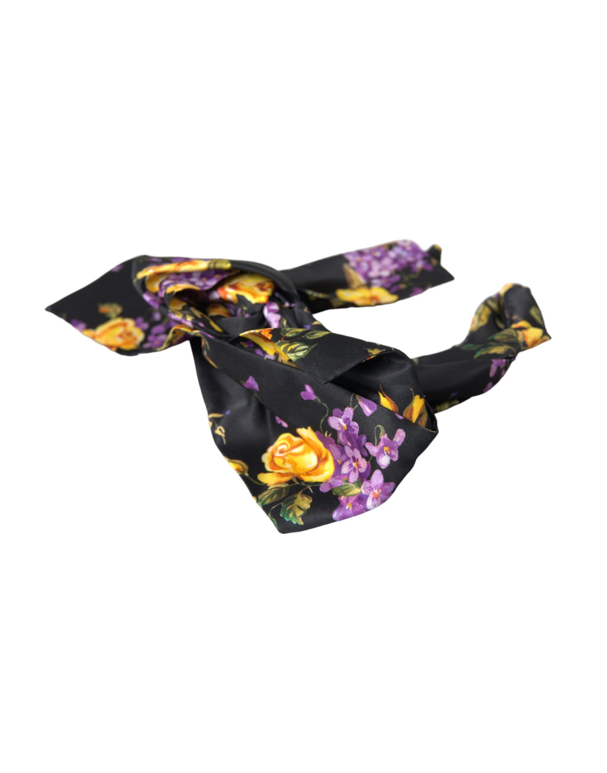 Experience the exquisite craftsmanship of the Dolce & Gabbana Black Floral Applique Silk Headband Diadem, a luxurious accessory that embodies timeless elegance and sophistication.