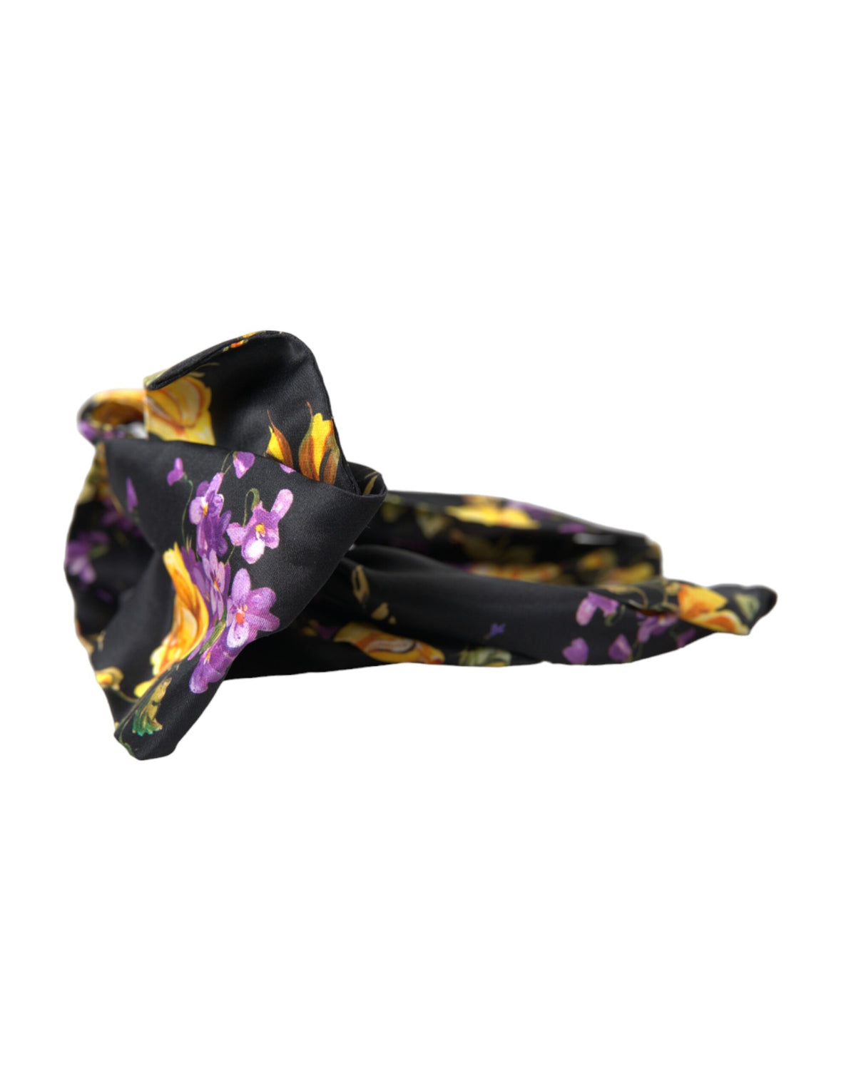 Indulge in the exquisite Dolce & Gabbana Black Floral Applique Silk Headband Diadem, a masterpiece of couture craftsmanship that elevates your elegance and sophistication.