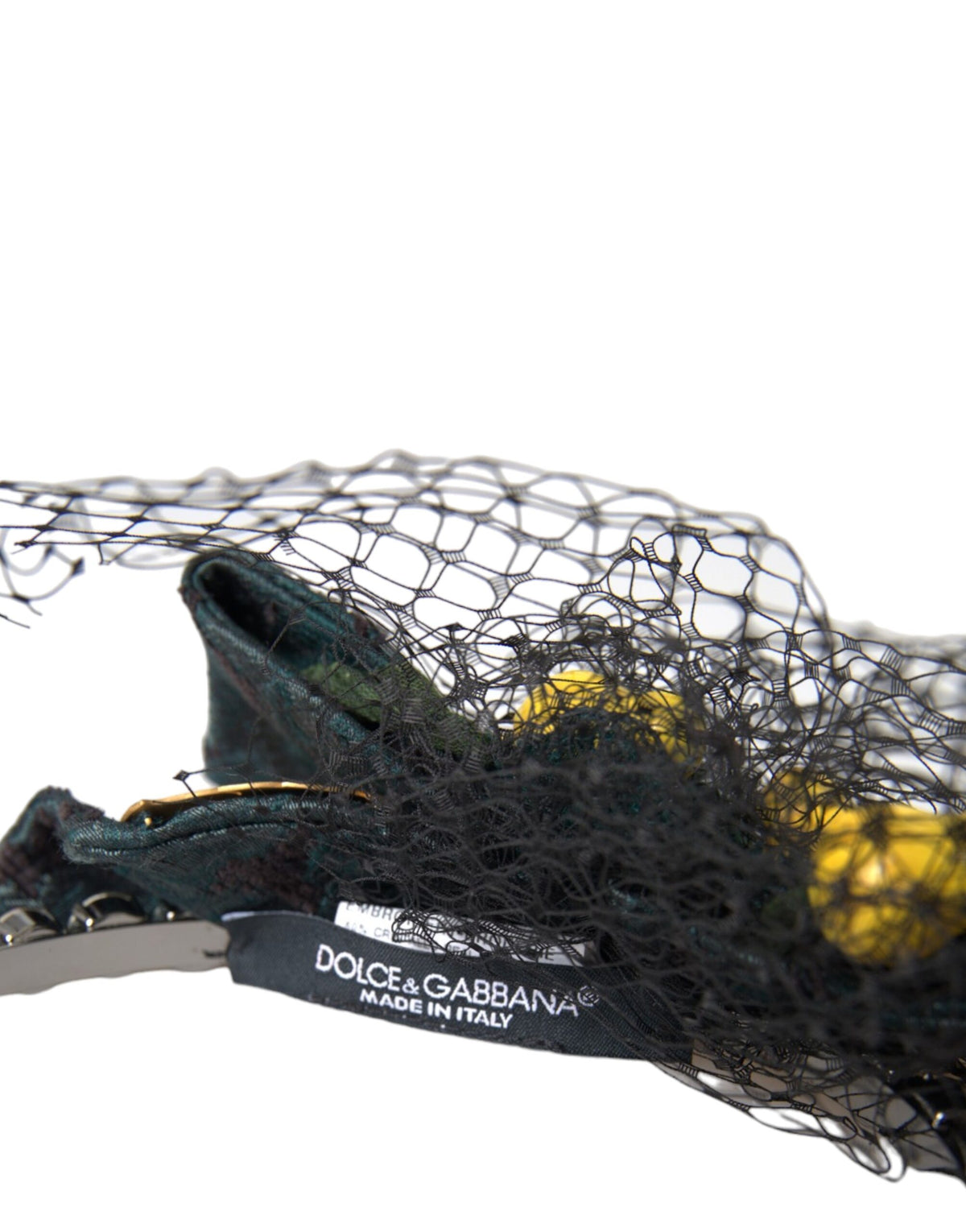 Discover the Dolce & Gabbana Black Lemons Sicily Purple Crystal Net Headband Diadem, a masterpiece of Italian craftsmanship that elevates every occasion with opulent allure.