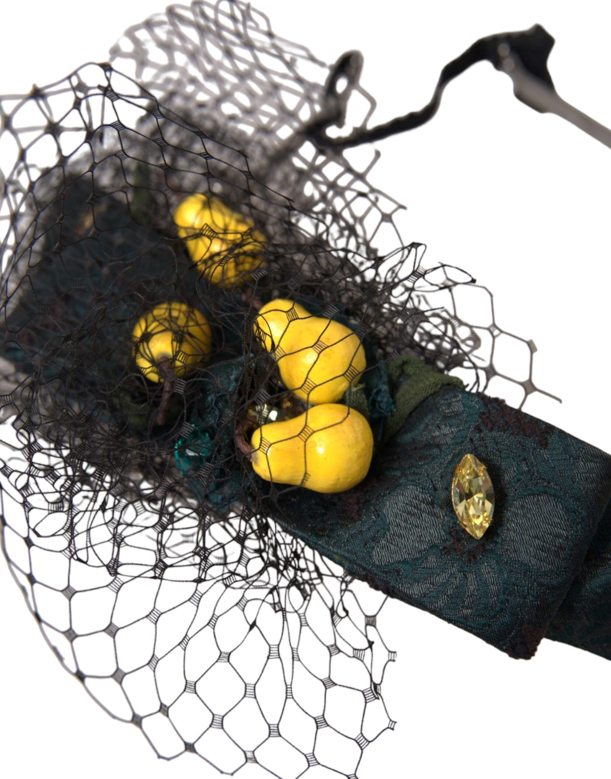Indulge in the exquisite Dolce & Gabbana Black Lemons Sicily Purple Crystal Net Headband Diadem, a masterpiece of Italian craftsmanship that elevates any ensemble with opulent elegance.