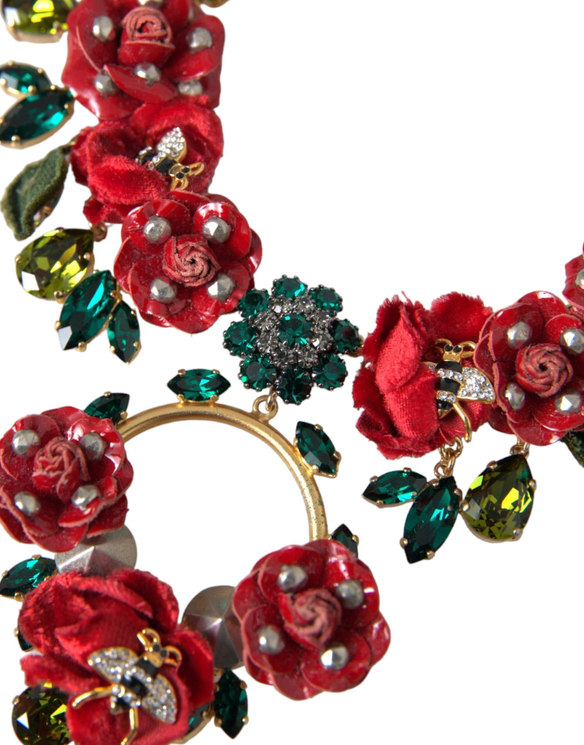 Indulge in the exquisite Dolce & Gabbana Gold Brass Link Chain RosePetal Crystal Pendant Necklace, a luxurious statement of artistry and elegance from the Autumn/Winter 2023 Collection.