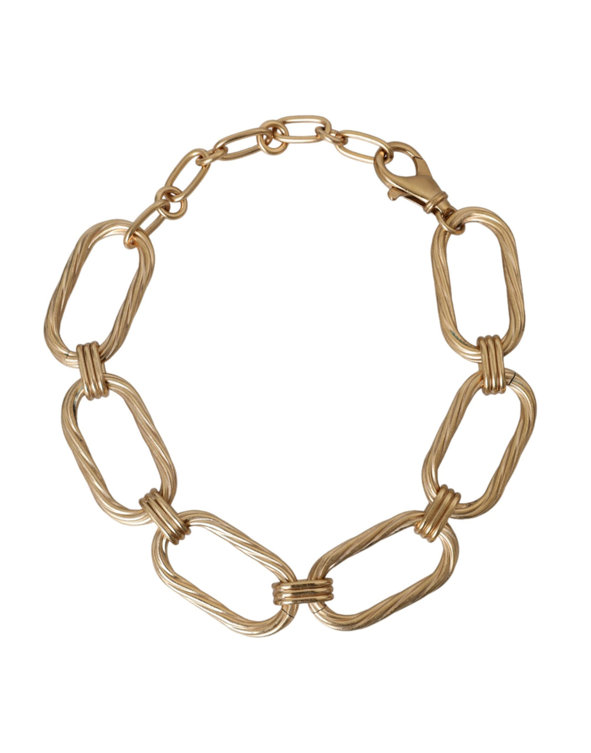 Indulge in the exquisite allure of the Dolce & Gabbana Gold Tone Brass Large Link Chain Necklace, a statement of luxury and timeless elegance crafted in Italy.
