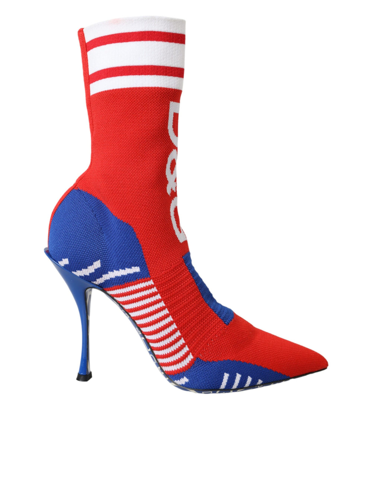 Elevate your style with Dolce & Gabbana's Red Blue Stretch Sock Style Ankle Boots, a masterpiece of Italian craftsmanship, blending luxury and allure for the discerning individual.