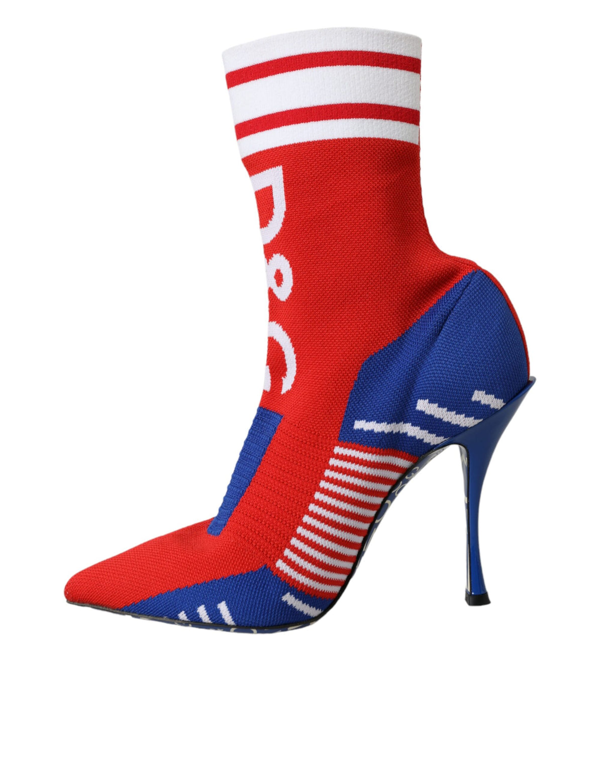 Experience the allure of Dolce & Gabbana's Red Blue Stretch Sock Style Short Boots, crafted in Italy from premium materials for an exquisite blend of comfort and luxury.
