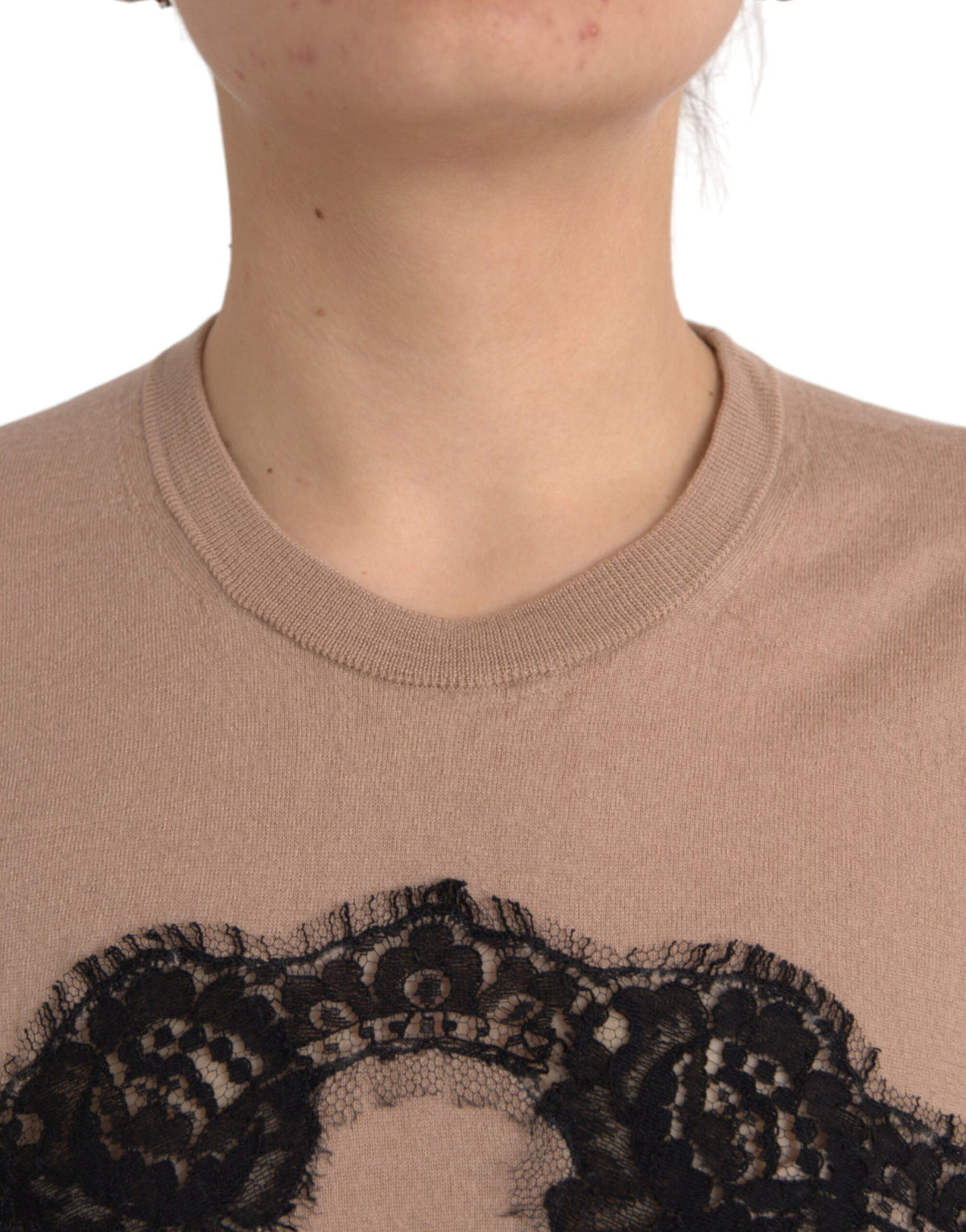 Indulge in the exquisite Dolce & Gabbana Brown Wool Black Lace Blouse, a masterpiece of Italian craftsmanship that embodies timeless elegance and sophisticated allure.