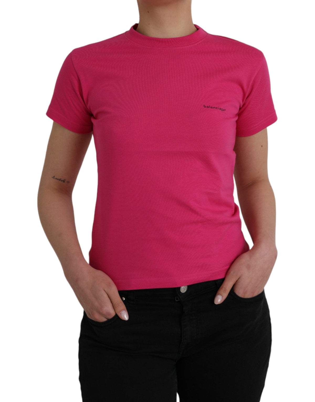 Balenciaga Pink Cotton Crew Neck Tee - Timeless Luxury Elegance