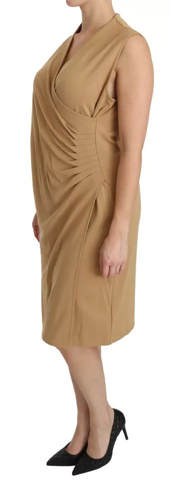 Indulge in the exquisite Ralph Lauren Brown V-neck Shift Dress, a luxurious blend of viscose and elegance, crafted for those who embody sophistication and allure.