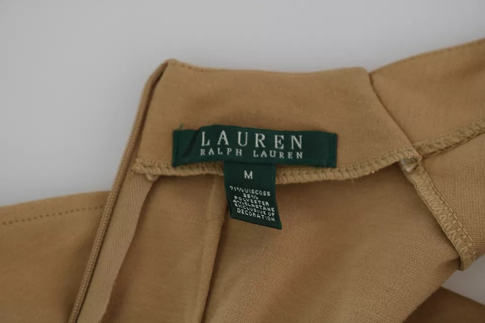 Elevate your elegance with the Ralph Lauren Brown V-neck Shift Dress, a luxurious blend of viscose and Italian craftsmanship, perfect for captivating moments.
