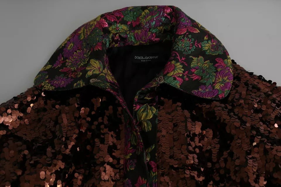 Elevate your elegance with the Dolce & Gabbana Multicolor Sequined Long Coat, a masterpiece of Italian craftsmanship that embodies luxury and sophistication for every occasion.
