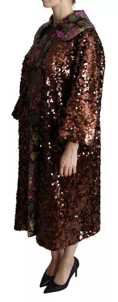 Experience the exquisite allure of the Dolce & Gabbana Multicolor Sequined Long Coat, a masterpiece of Italian craftsmanship that elevates elegance for every occasion.