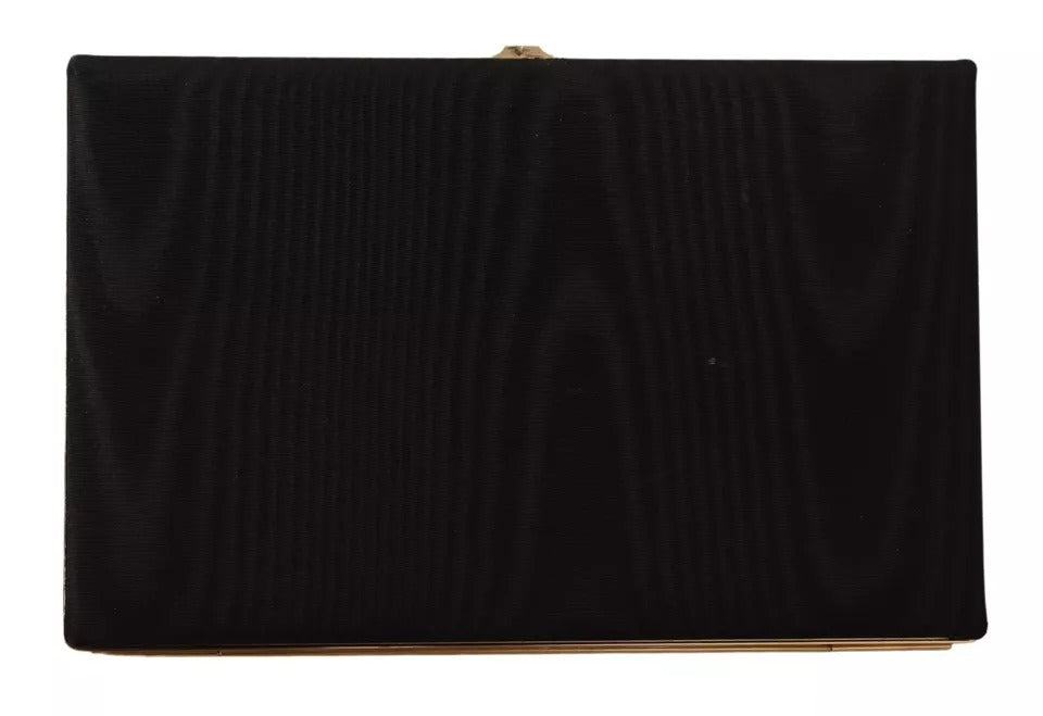 Dolce & Gabbana Black Silk Gold Frame Clutch - Timeless Luxury