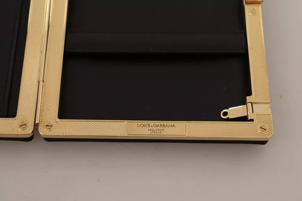 Dolce & Gabbana Black Silk Gold Frame Clutch - Timeless Luxury