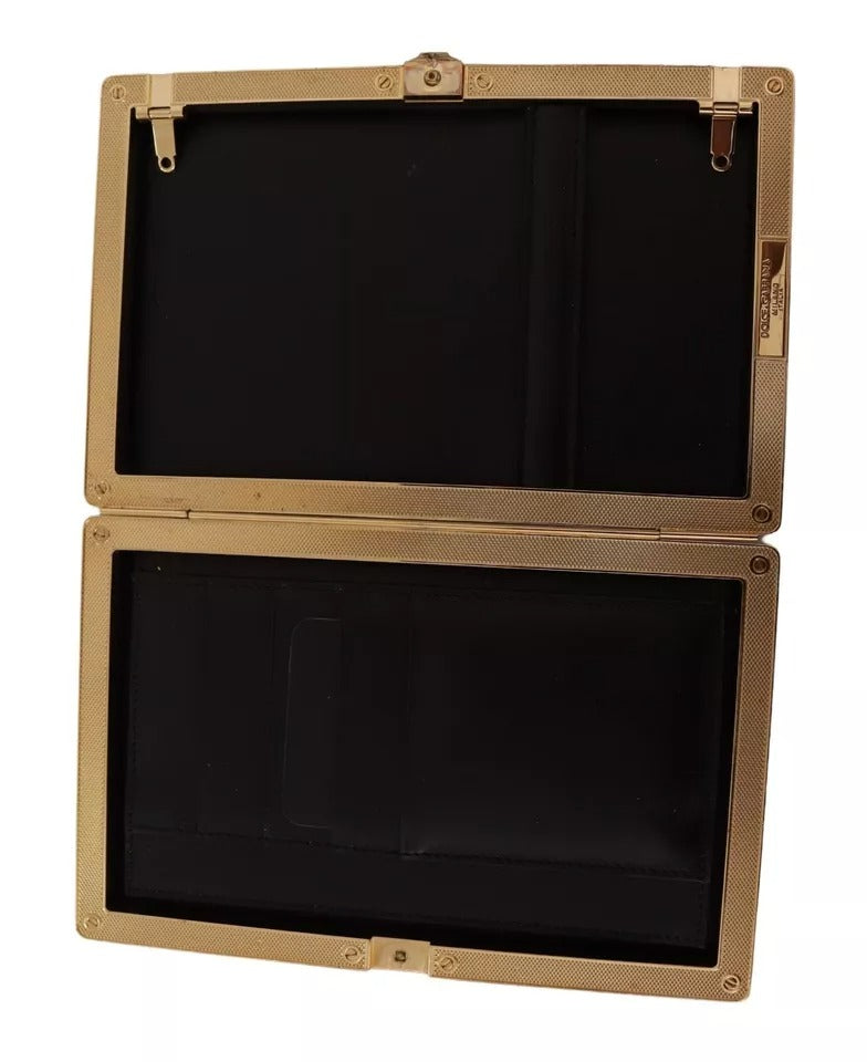 Dolce & Gabbana Black Silk Gold Frame Clutch - Timeless Luxury