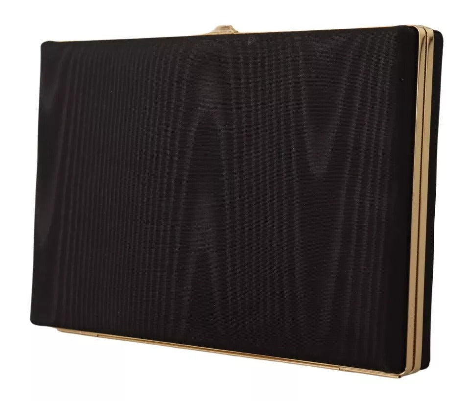 Dolce & Gabbana Black Silk Gold Frame Clutch - Timeless Luxury