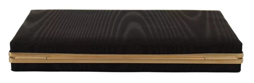 Dolce & Gabbana Black Silk Gold Frame Clutch - Timeless Luxury